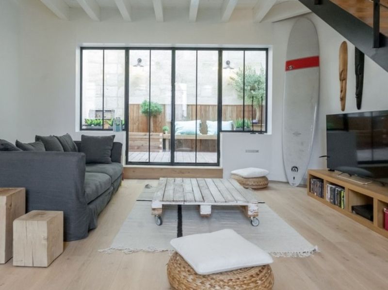 Parquet contrecollé chêne Mimbeau maison de vacance plage clair Biarritz